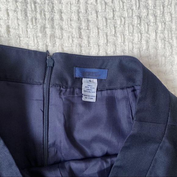 J Crew wool flared pencil work career midi skirt navy blue sz 6 - Picture 4 of 7